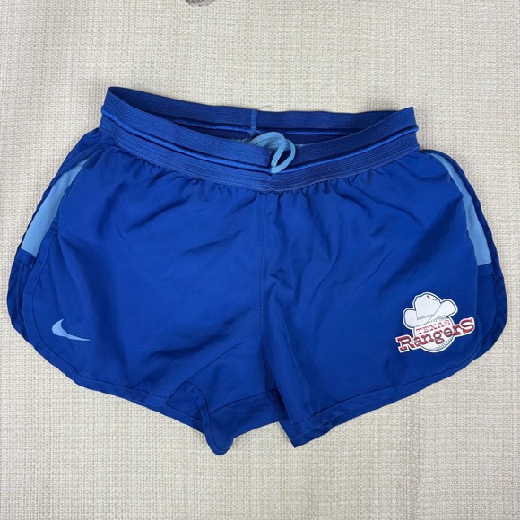 Nike Dri-Fit Texas Rangers Blue Running Shorts Women S Cooperstown Collection - Picture 1 of 10